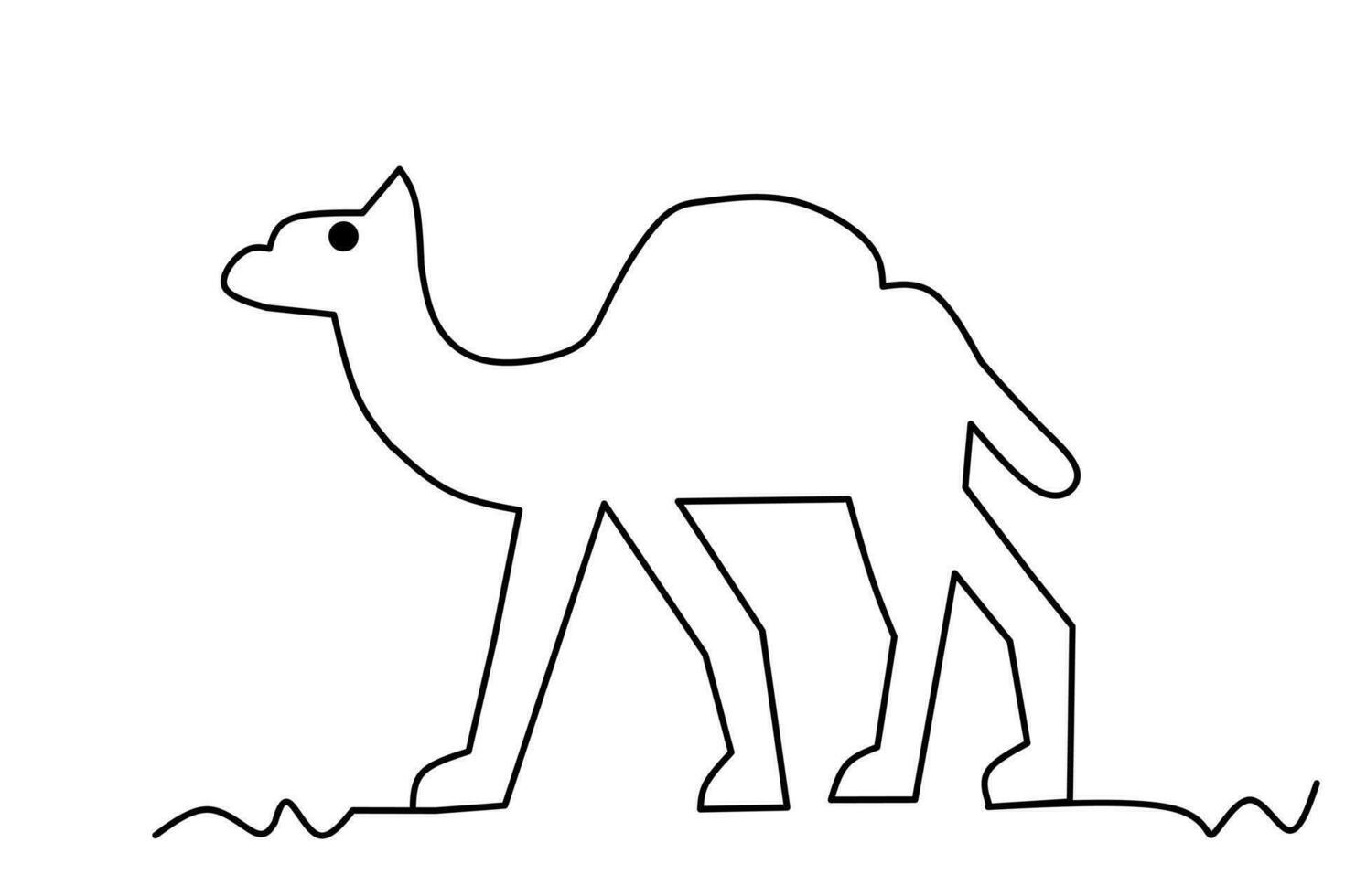 Kamel Linie Zeichnung isoliert auf Weiß Hintergrund. Vektor Illustration.