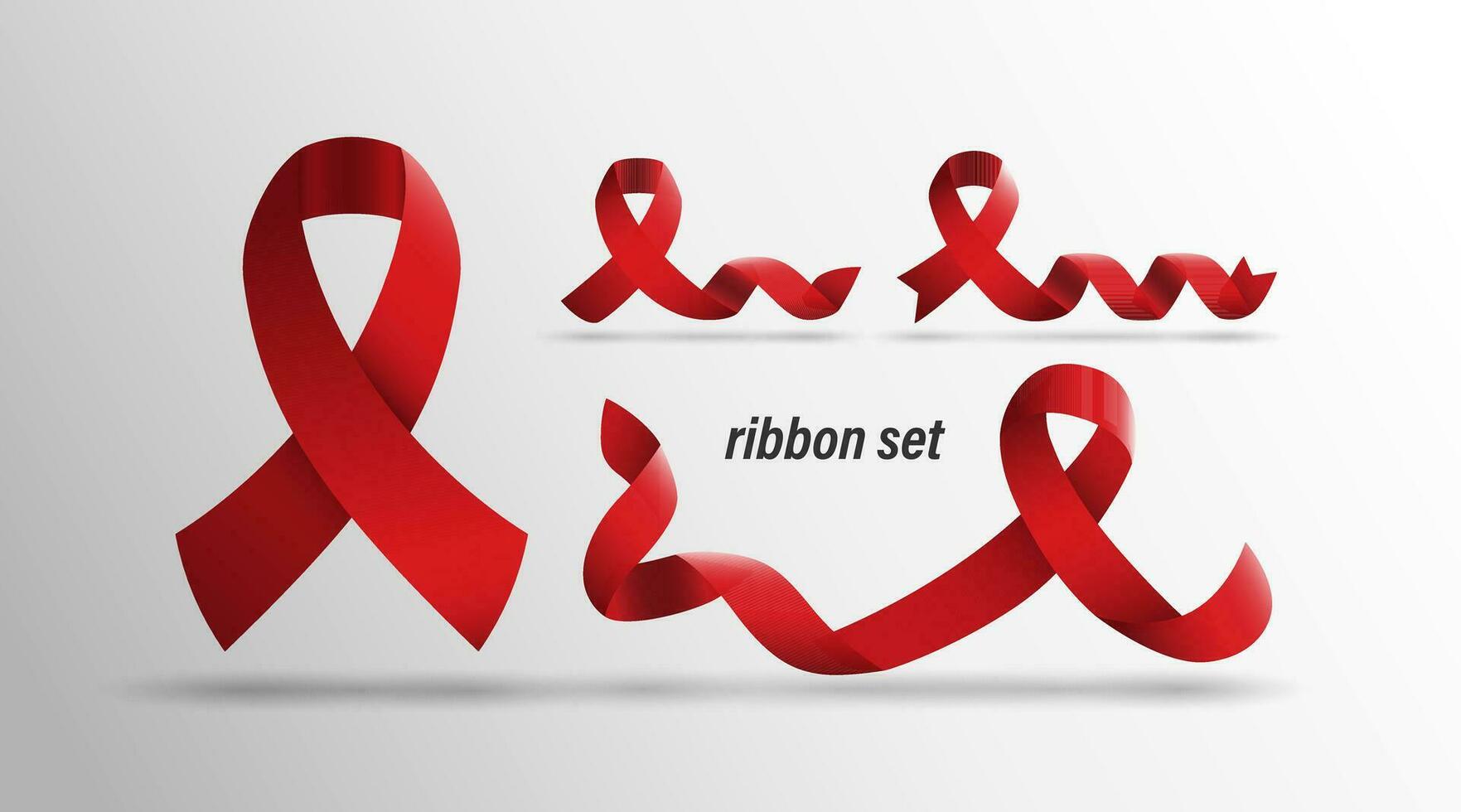 realistisch rot Band Bewusstsein einstellen isoliert, hiv AIDS Krebs Symbol vektor