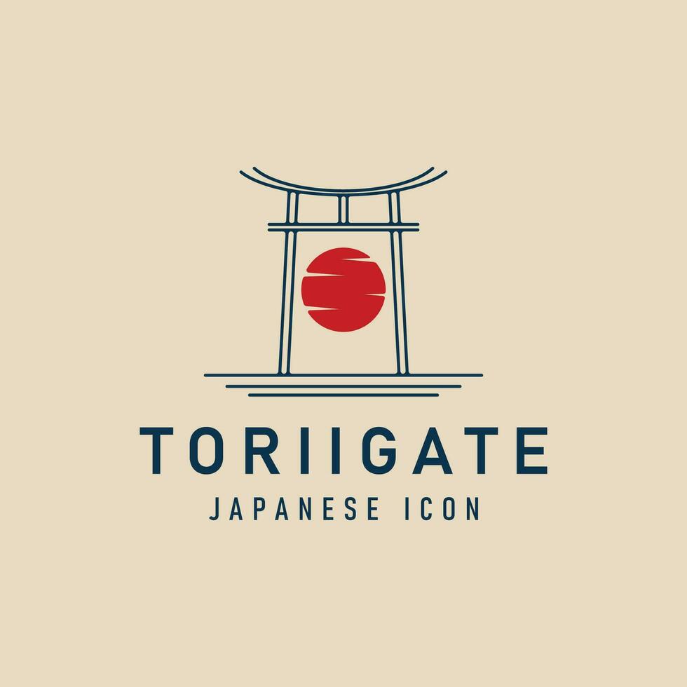 torii Tor japanisch traditionell Linie Kunst Logo Vorlage Symbol und Symbol Vektor Illustration Design