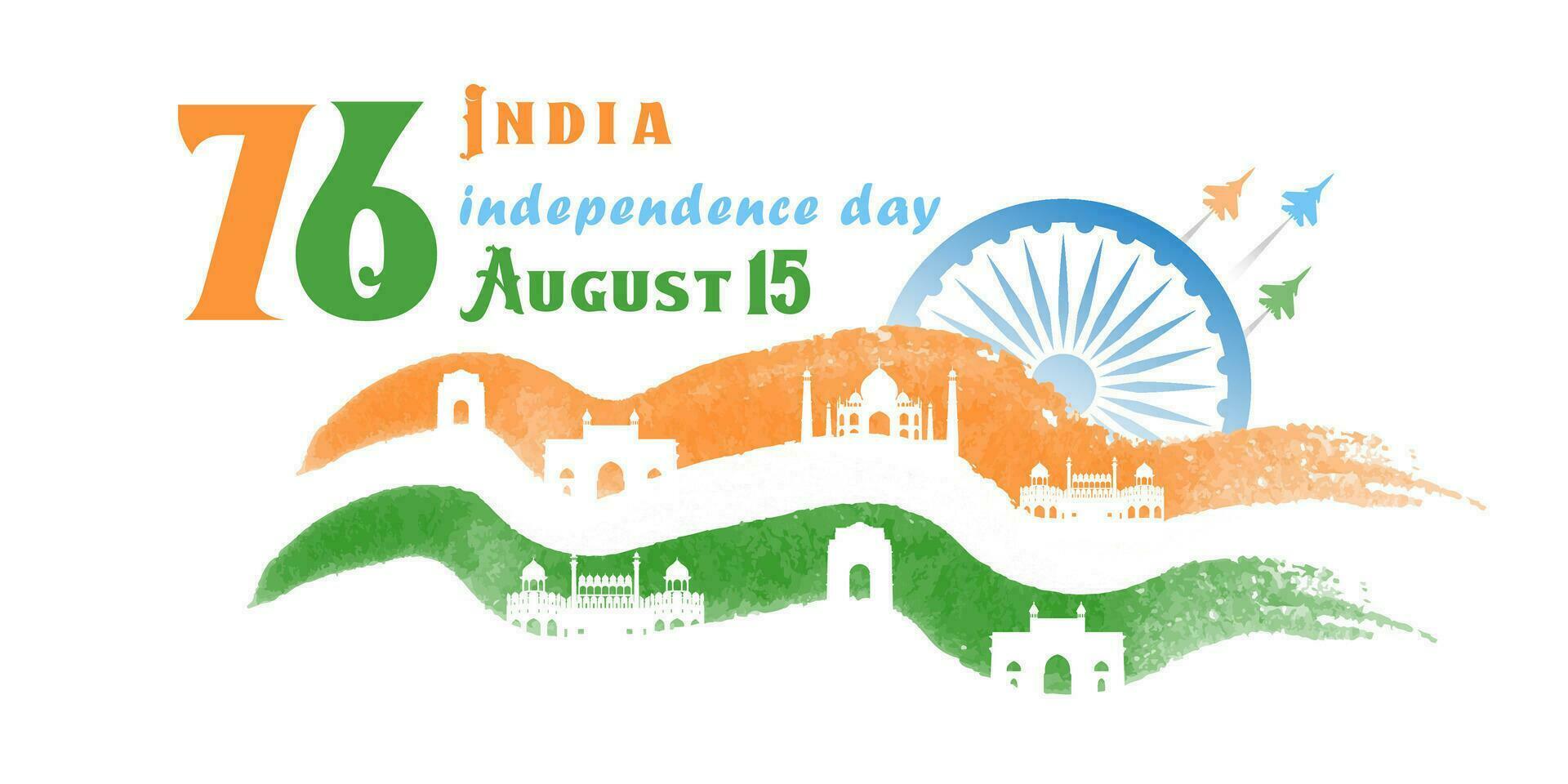 indisch Unabhängigkeit Tag Illustration mit indisch Flagge. vektor
