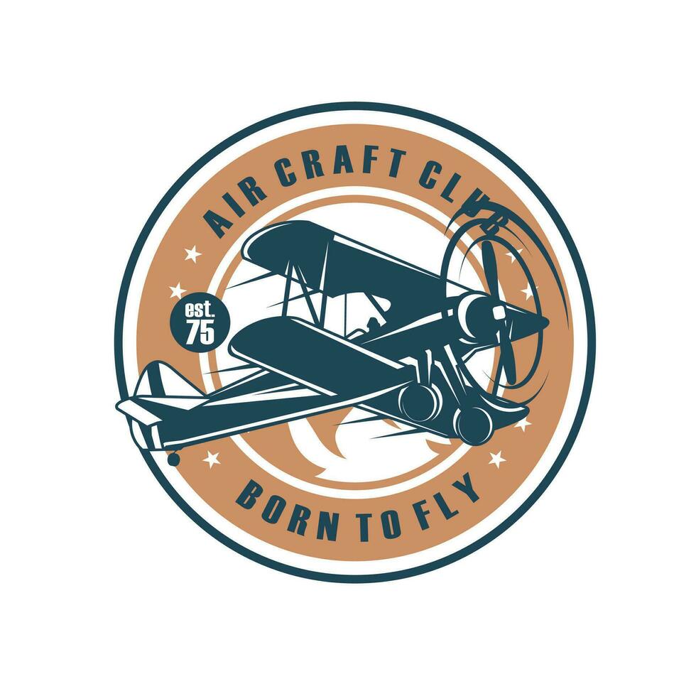 Jahrgang retro Flugzeug mit Emblem Logo Design Vektor Vorlage