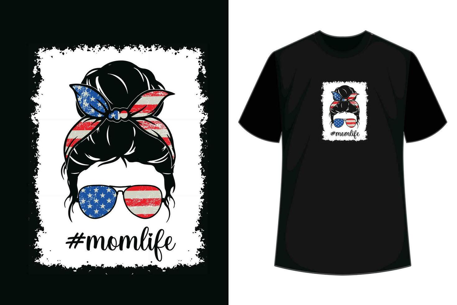 amerikanisch Flagge Mama Leben gebleicht Mutter 4 .. von Juli komisch T-Shirt vektor