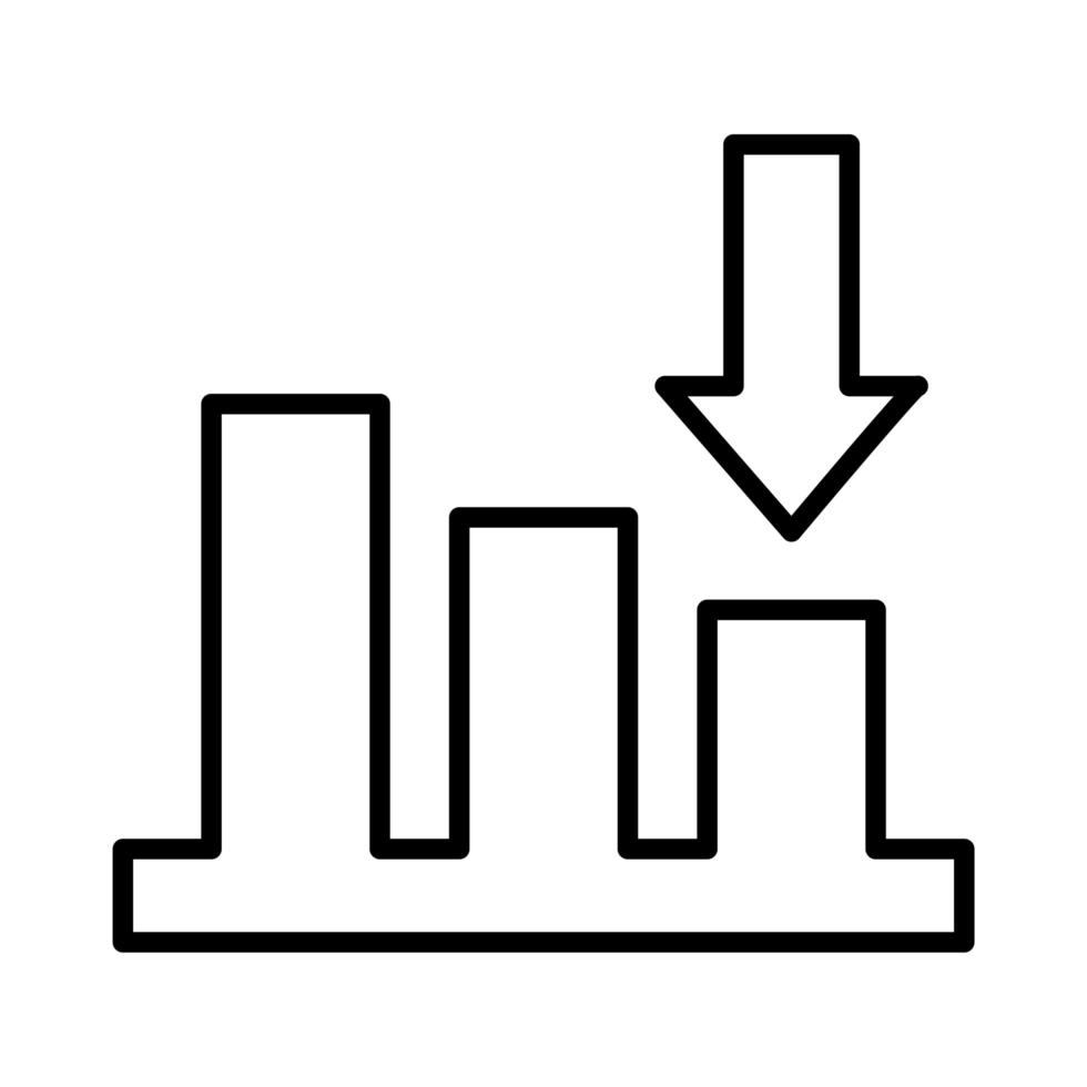 statistikfält med pil ned linjen stilikon vektor