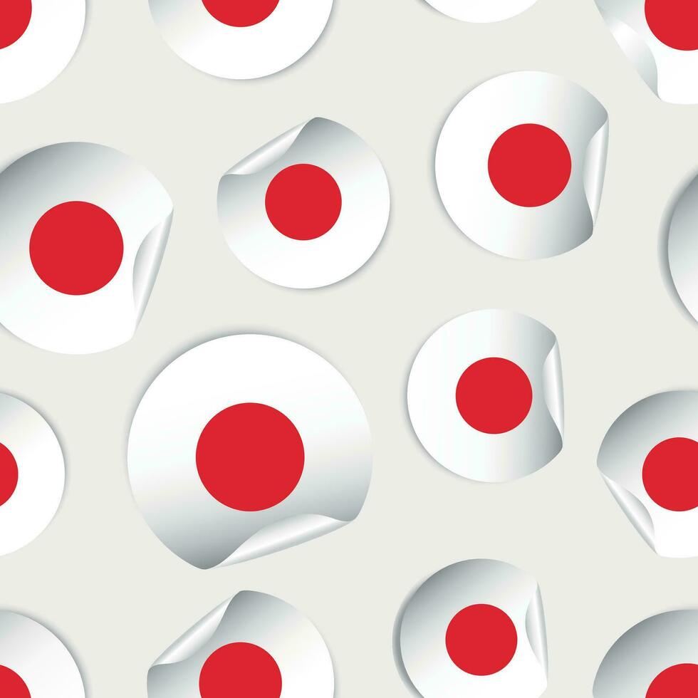 Japan Flagge Aufkleber nahtlos Muster Hintergrund. Geschäft Konzept Etikette Piktogramm. Japan Flagge Symbol Muster. vektor