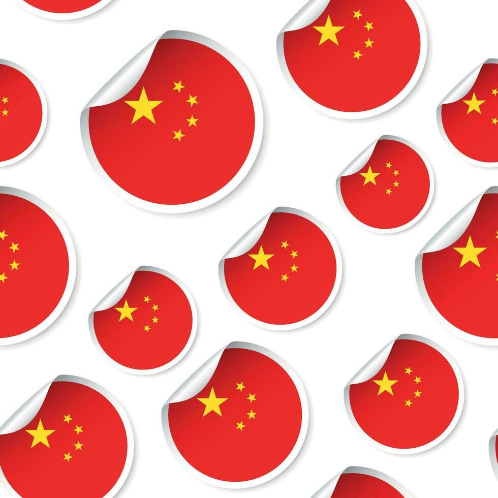 Kina flagga klistermärke sömlös mönster bakgrund. företag begrepp märka piktogram. Kina flagga symbol mönster. vektor