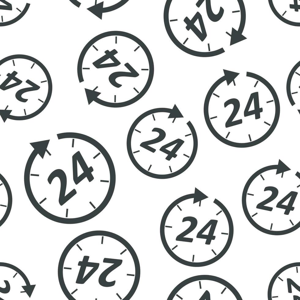 tid ikon sömlös mönster bakgrund. företag platt vektor illustration. 24 timmar tecken symbol mönster.