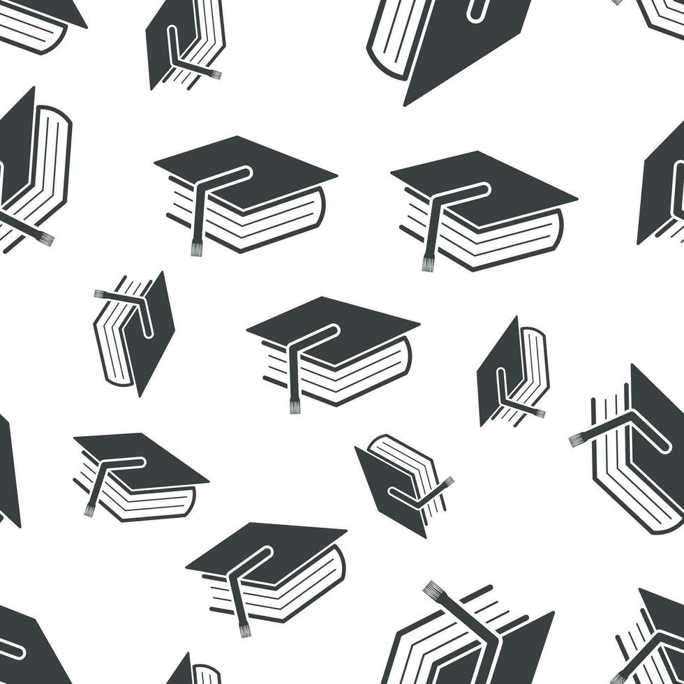 Bildung und Buch nahtlos Muster. Geschäft Konzept Diplom Piktogramm. Vektor Illustration auf Weiß Hintergrund.