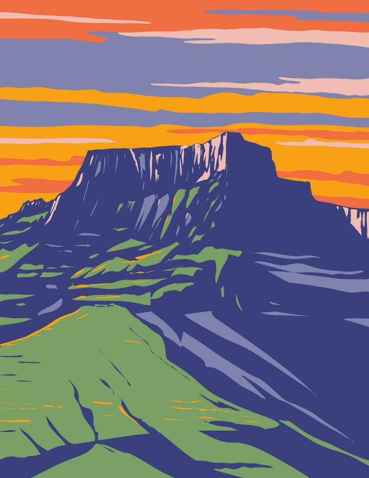 drakensberg oder Drachen Berge im Süd Afrika und Lesotho wpa Kunst Deko Poster vektor