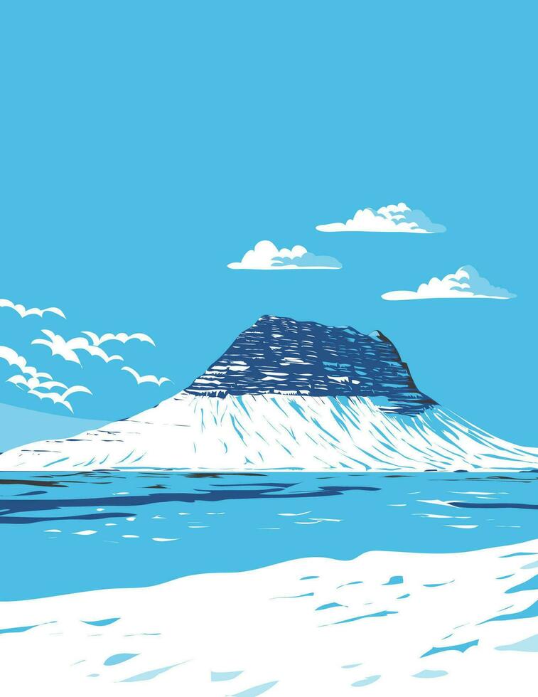 kirkjufell Berg in der Nähe von grundarfjorou im Island wpa Kunst Deko Poster vektor