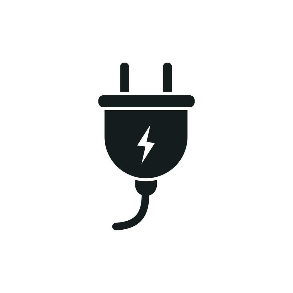 Stecker Vektor Symbol. Leistung Draht Kabel eben Illustration.