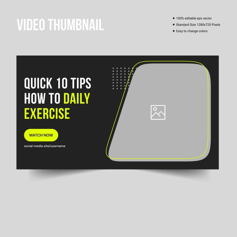 Täglich Fitness Übung leiten Video Miniaturansicht Banner Vorlage Design, völlig editierbar Vektor eps 10 Datei Format Design