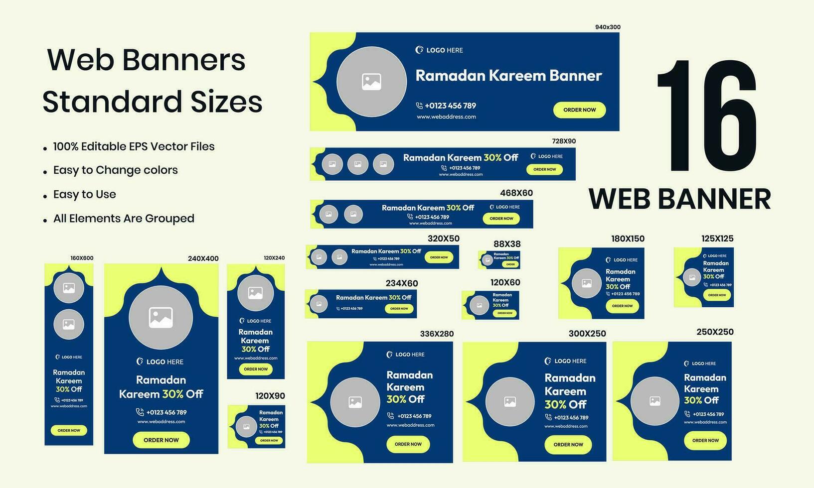 Ramadan kareem kreativ Netz einstellen Banner Design zum Sozial Medien, Produkt Banner Design vektor