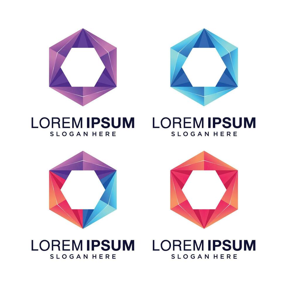 Hexagon Logo Design mit Stil 3d bunt vektor