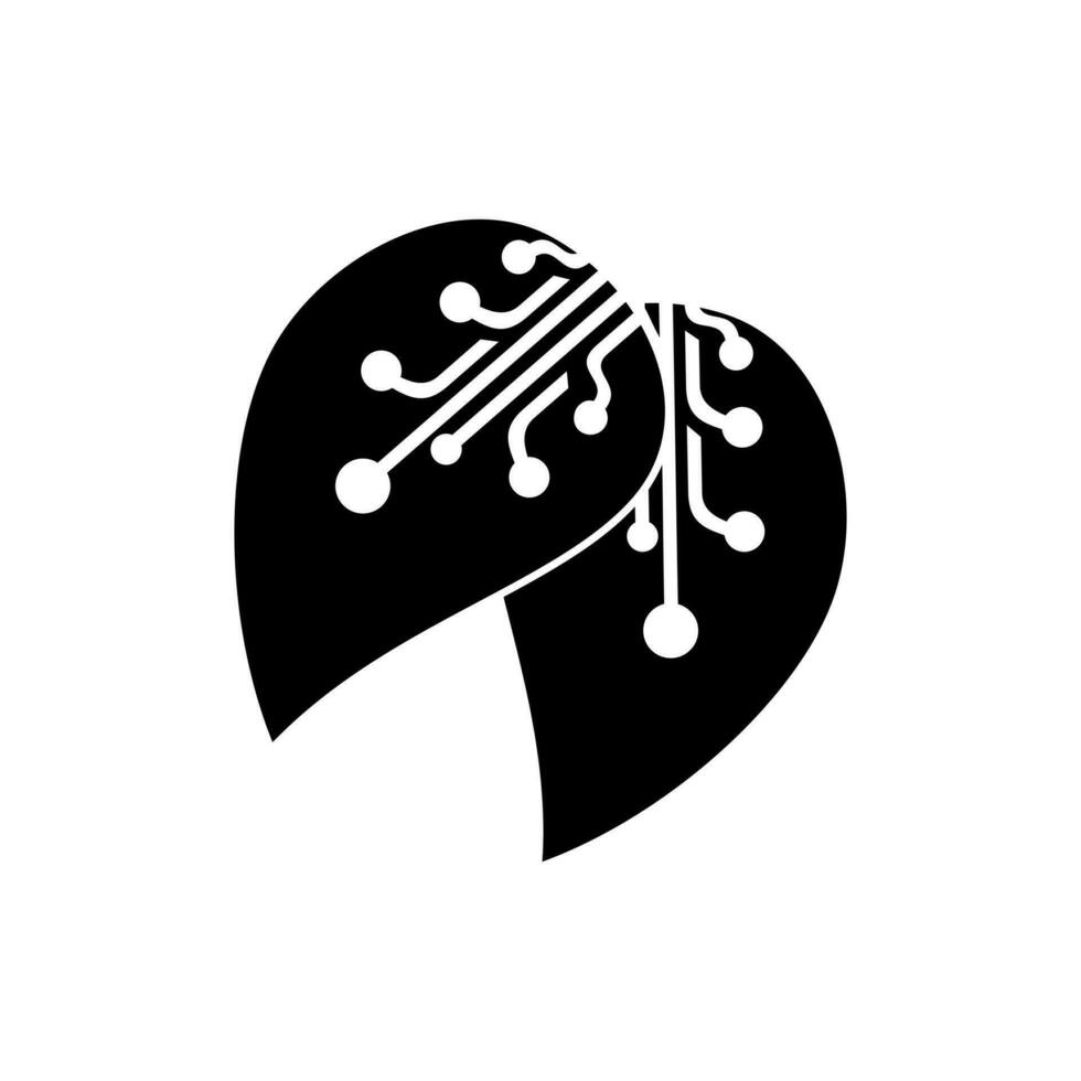 Technologie Blatt Logo Design Inspiration vektor