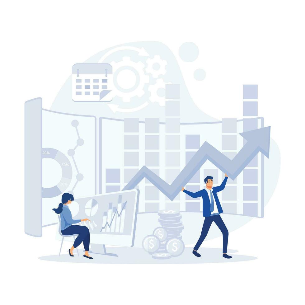 Mannschaft arbeiten, Anfang Zusammenarbeit, Ziel Geschäft, eben Vektor modern Illustration