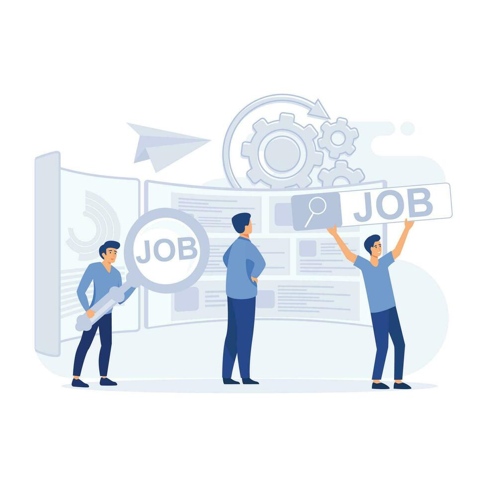 Job suchen. Rekrutierung, Angestellte suchen zum Arbeit. eben Vektor modern Illustration