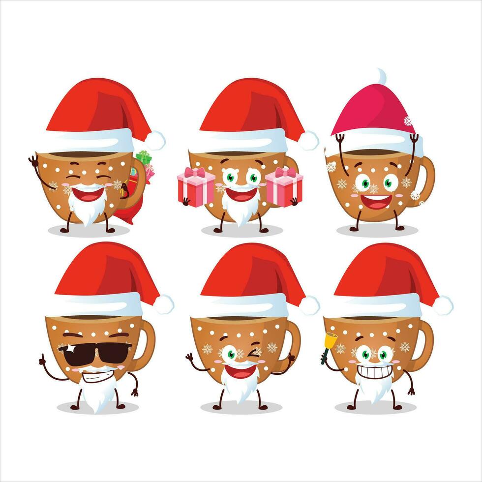 Santa claus Emoticons mit Kaffee Kekse Karikatur Charakter vektor