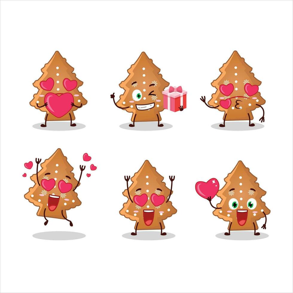 småkakor träd tecknad serie karaktär med kärlek söt uttryckssymbol vektor