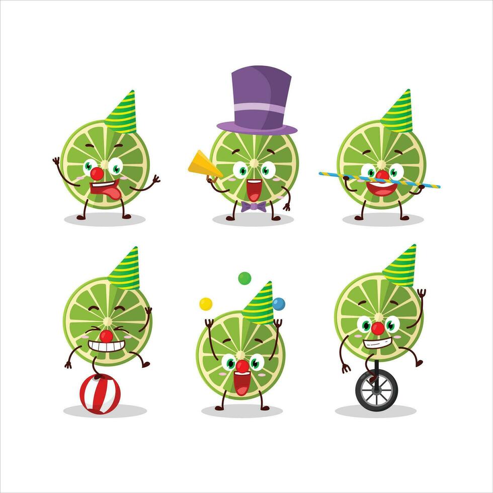 tecknad serie karaktär av citron- med olika cirkus visar vektor
