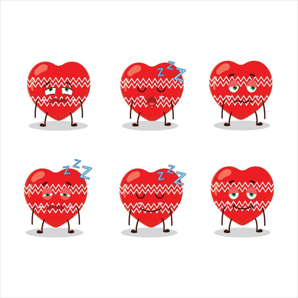 tecknad serie karaktär av kärlek röd jul med sömnig uttryck vektor