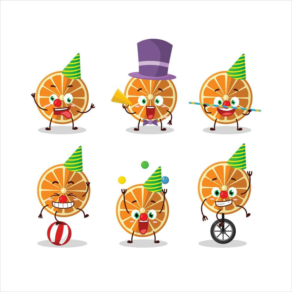 tecknad serie karaktär av ny orange med olika cirkus visar vektor