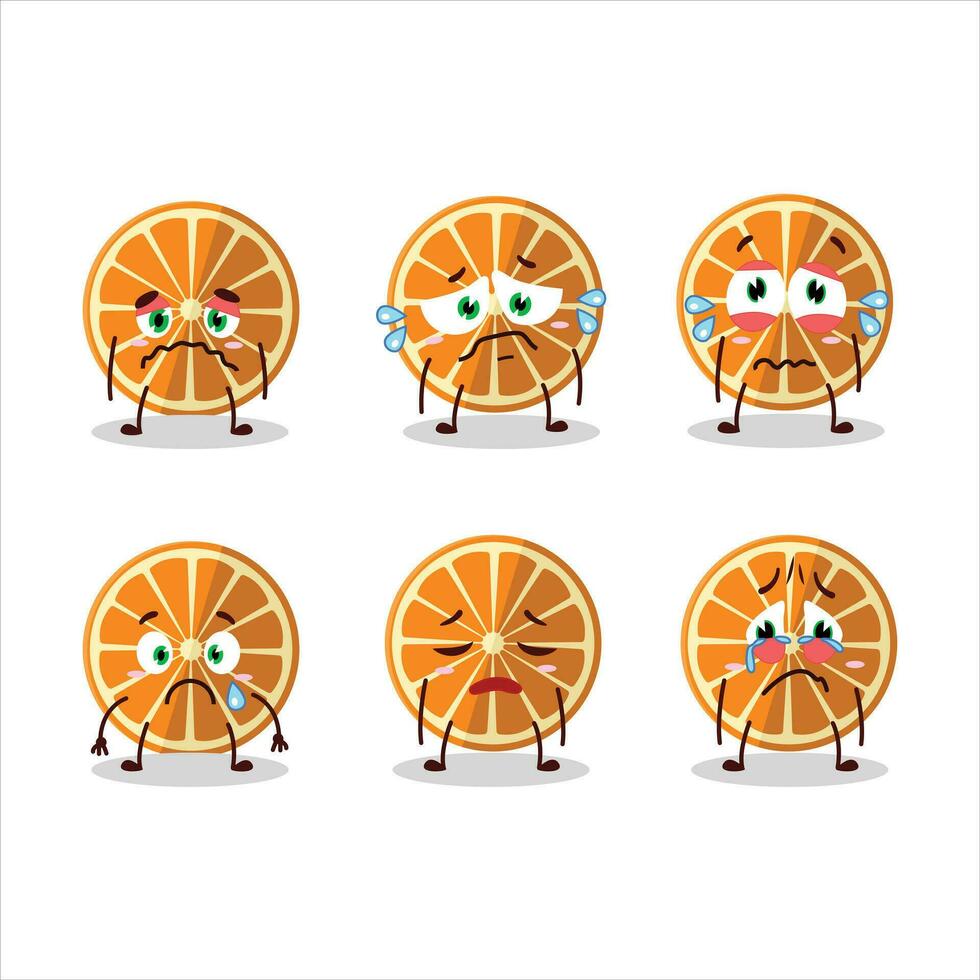 ny orange tecknad serie karaktär med ledsen uttryck vektor