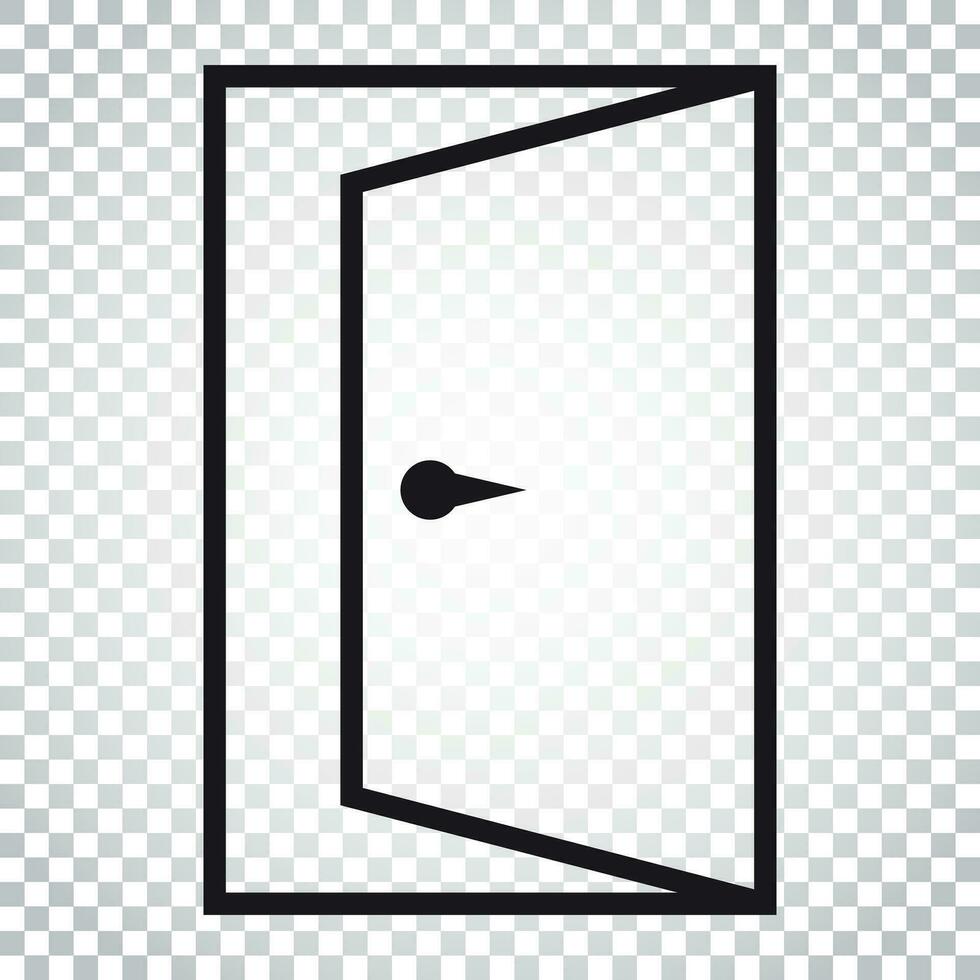 Tür Vektor Symbol im Linie Stil. Ausfahrt Symbol. öffnen Tür Illustration. einfach Geschäft Konzept Piktogramm auf isoliert Hintergrund.