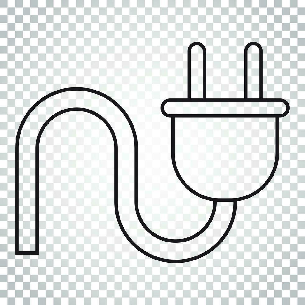 plugg vektor ikon i linje stil. kraft tråd kabel- platt illustration. enkel företag begrepp piktogram på isolerat bakgrund.