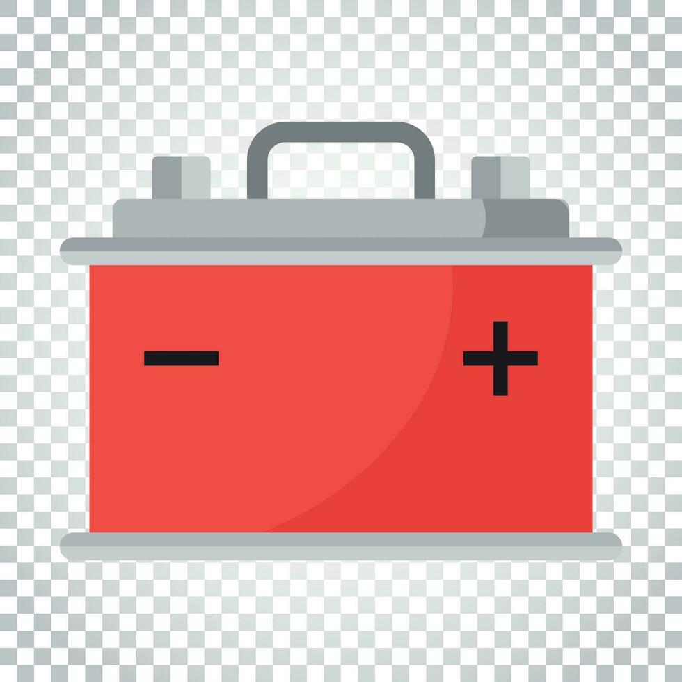 Auto Batterie eben Vektor Symbol auf isoliert Hintergrund. Auto Akkumulator Batterie Energie Leistung Illustration. einfach Geschäft Konzept Piktogramm.