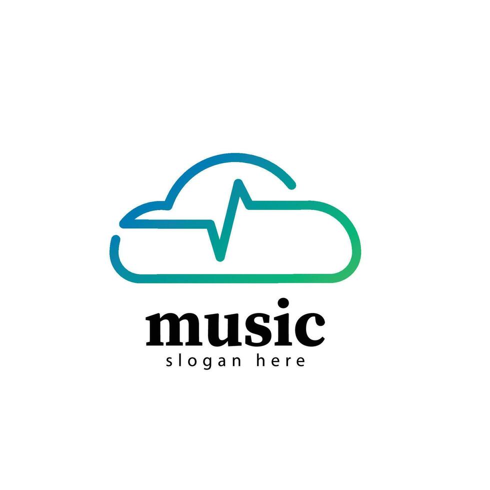 Wolke Musik- Audio- Welle Logo Vorlage Design Vektor Symbol Illustration