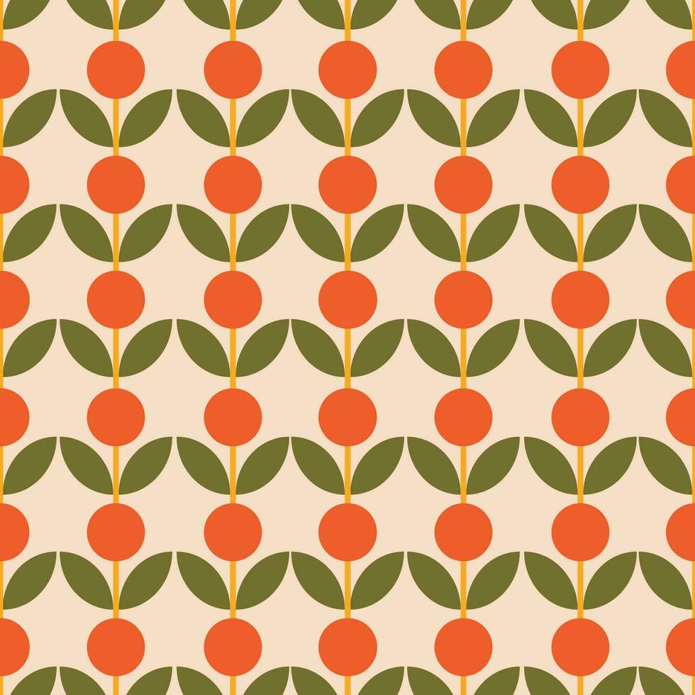 abstrakt Blumen- Muster im retro Stil. einfach Vektor Textur mit wiederholt Formen. Vektor Mitte Jahrhundert Hintergrund