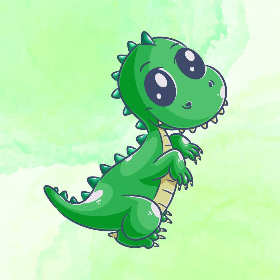 süß Grün Dinosaurier Karikatur Vektor