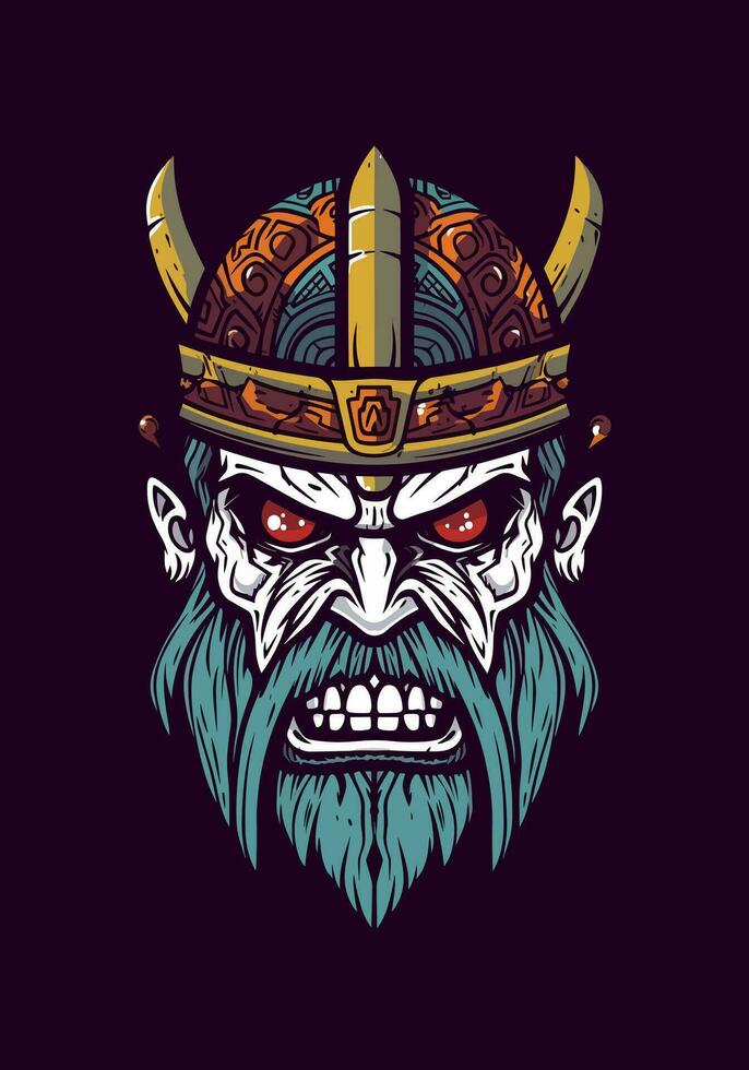 tauchen in das dunkel Reich von nordisch Mythologie mit ein Zombie Wikinger Krieger, ein Spuk und heftig Illustration vektor