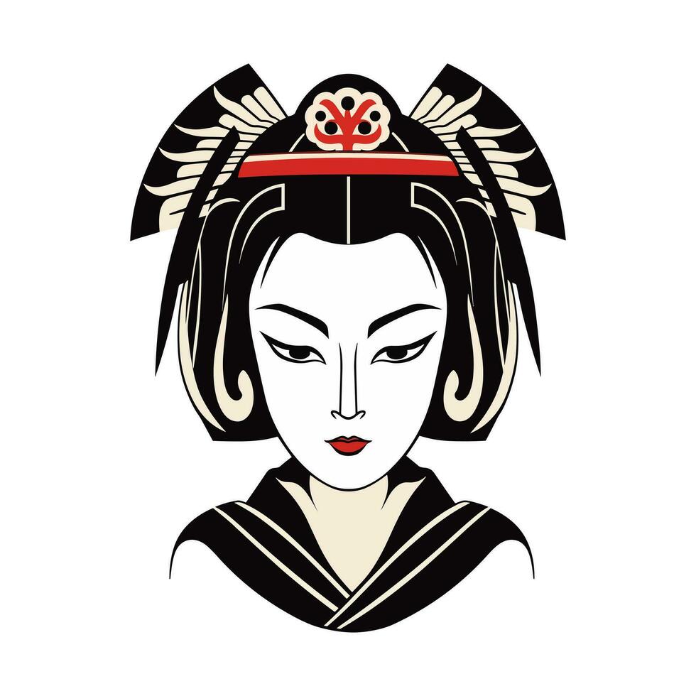 aufwendig Hand gezeichnet japanisch Geisha Mädchen Illustration, perfekt zum Erstellen einzigartig und visuell atemberaubend Logo Designs vektor