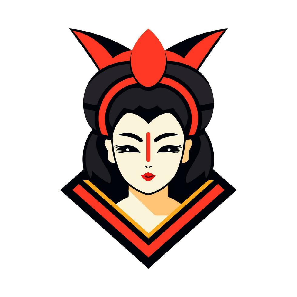 japansk geisha flicka hand dragen logotyp design illustration vektor