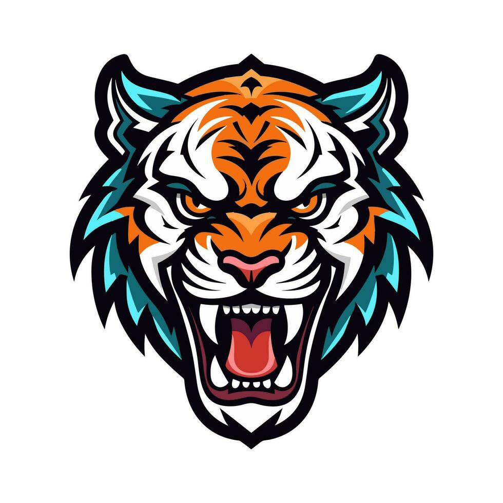uttrycksfull hand dragen tiger illustration i logotyp design, visa upp nåd och styrka. perfekt för märken önskar en Rör av vild elegans vektor