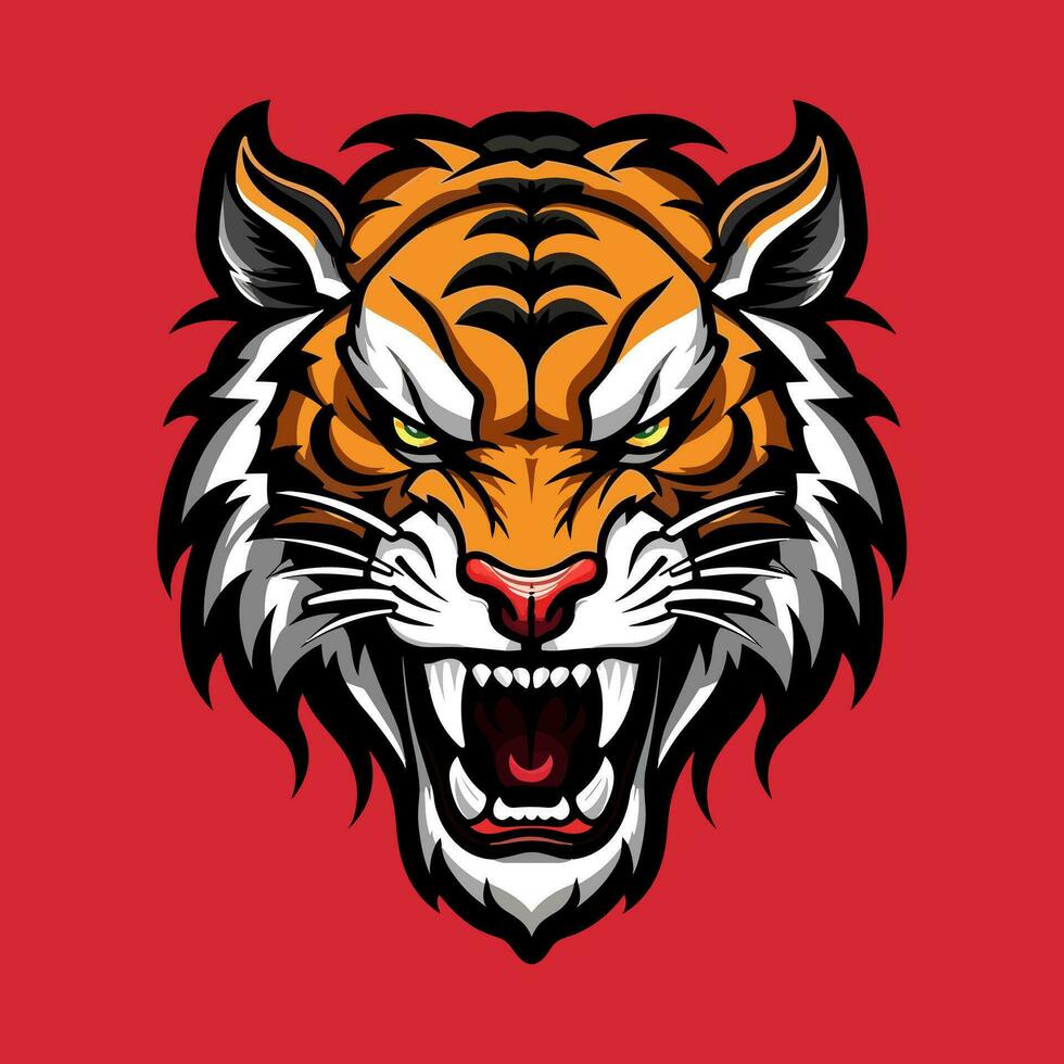 slående hand dragen tiger logotyp design med invecklad detaljer och kraftfull närvaro. idealisk för märken sökande en stark och fängslande bild vektor