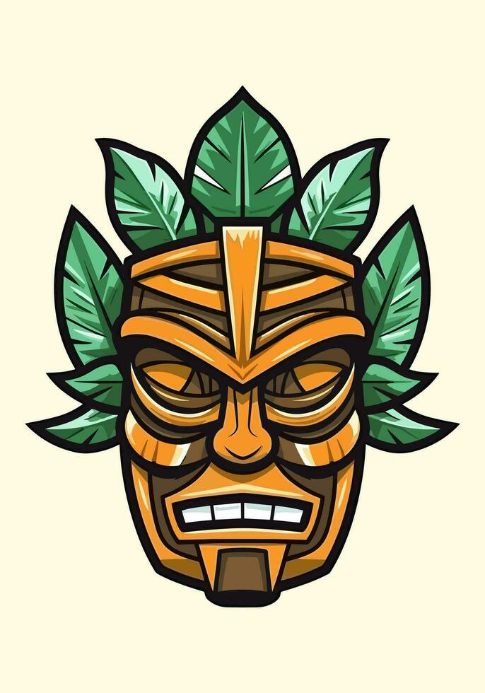 omfamning de anda av de öar med en trä- tiki mask stam- logotyp. unik, djärv, och full av symbolism, den ger en Rör av äkthet till din varumärke vektor