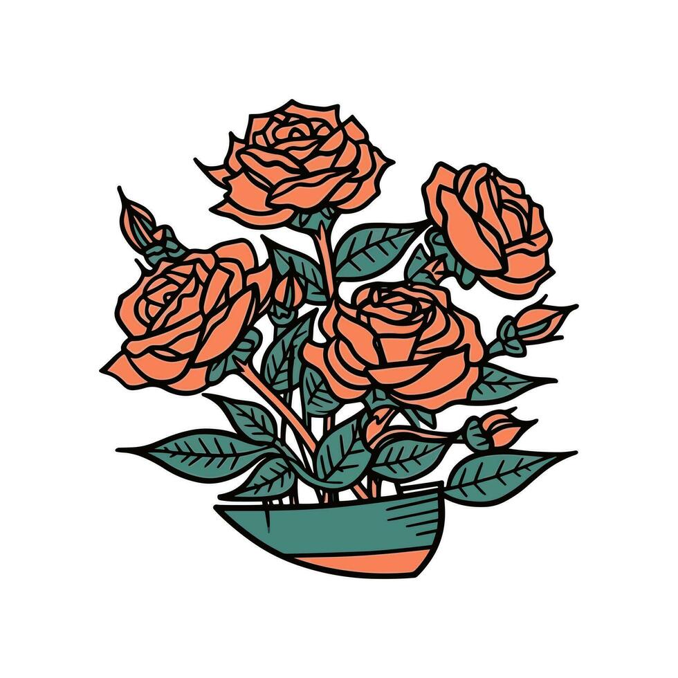 ro blomma hand dragen logotyp design illustration vektor