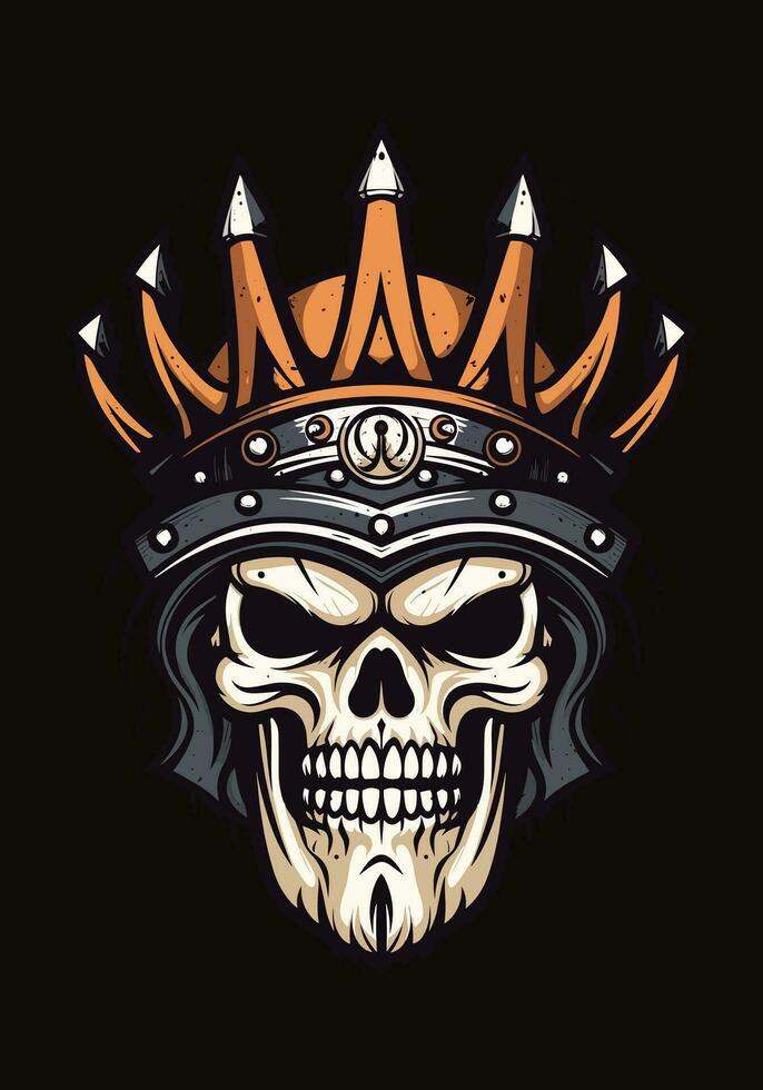 viking skalle krigare hand dragen logotyp design illustration vektor