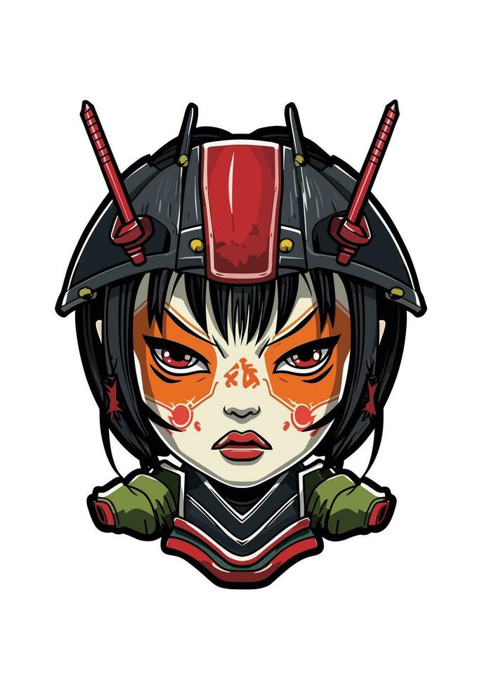 japanisch Samurai Mädchen Illustration vektor