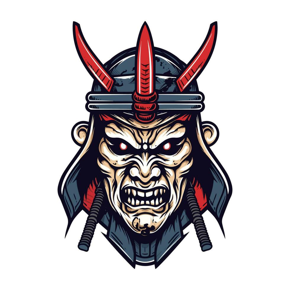 Samurai Rüstung Hand gezeichnet Logo Design Illustration vektor