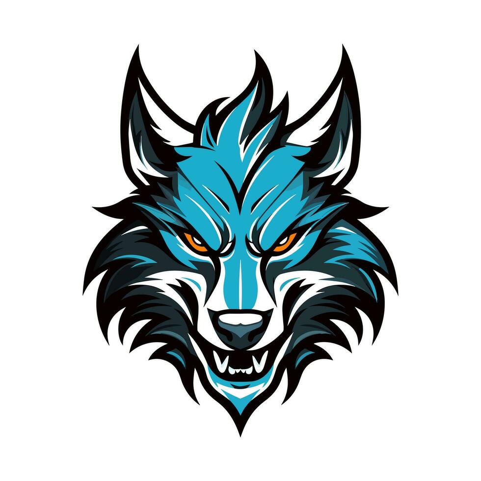 kompliziert Wolf Kopf Hand gezeichnet Logo Design Illustration. fesselnd und mächtig Symbol von Stärke und Elastizität vektor