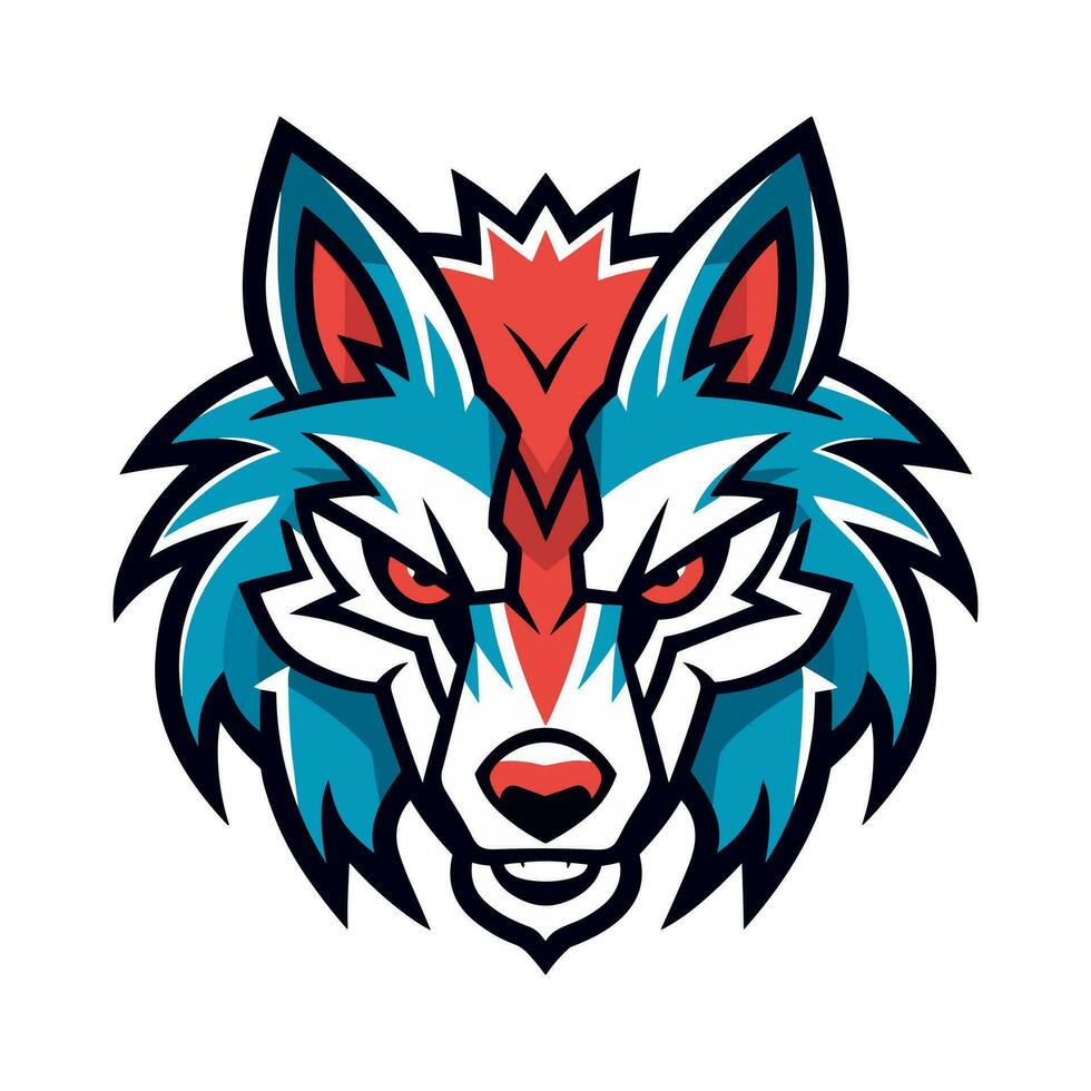 Wolf Kopf Hand gezeichnet Logo Design Illustration vektor