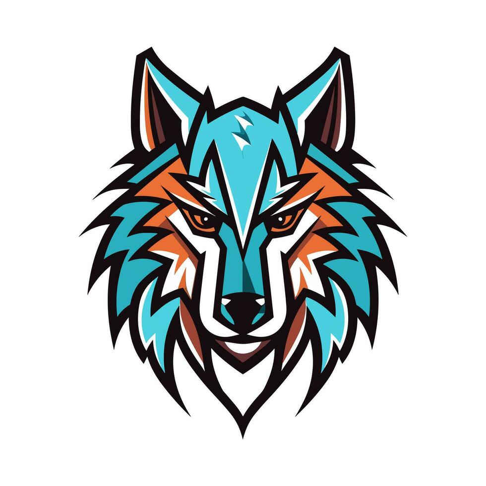 kompliziert Wolf Kopf Hand gezeichnet Logo Design Illustration. fesselnd und mächtig Symbol von Stärke und Elastizität vektor