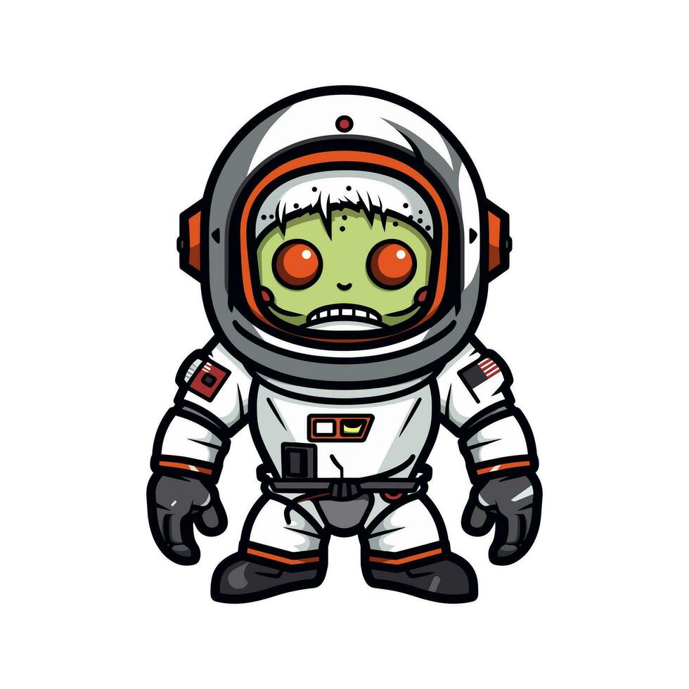 utforska de riken av de odöda och yttre Plats med detta unik zombie astronaut hand dragen logotyp design illustration. skaffa sig lagt märke till med en Rör av andlig Skräck vektor