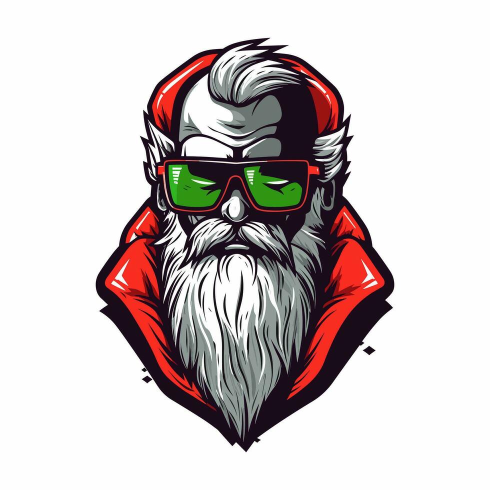 Sonnenbrille Santa Zombie Hand gezeichnet Logo Design Illustration vektor