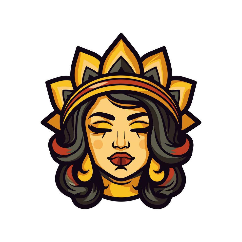 Königin Prinzessin chicano Mädchen Hand gezeichnet Logo Design Illustration vektor