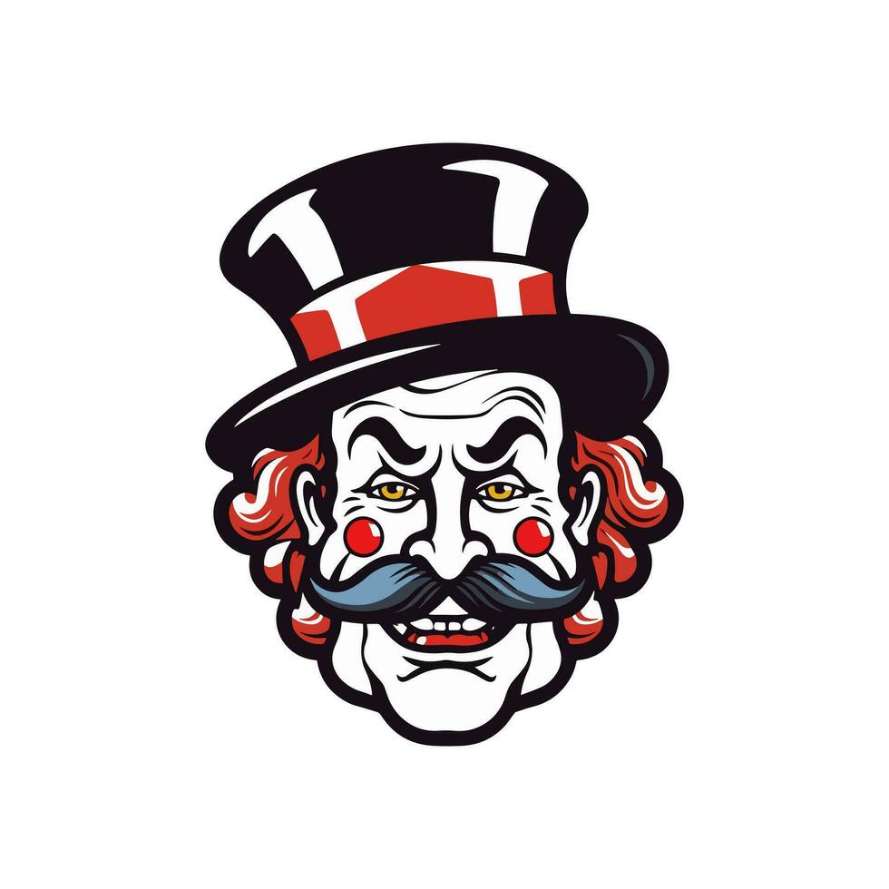 Clown Kopf Hand gezeichnet Logo Design Illustration vektor