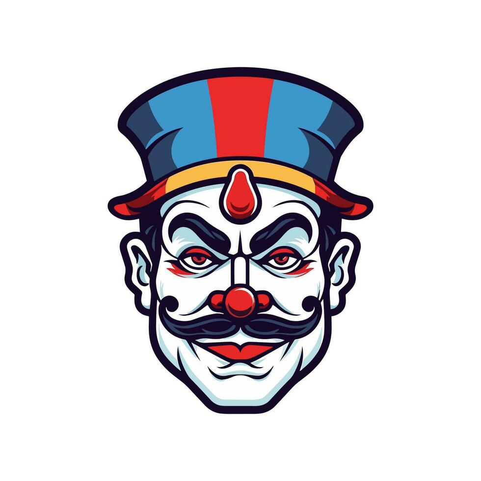 uttrycksfull clown huvud logotyp design illustration, fångande de nyckfull charm och lekfull anda i en unik och fängslande sätt vektor